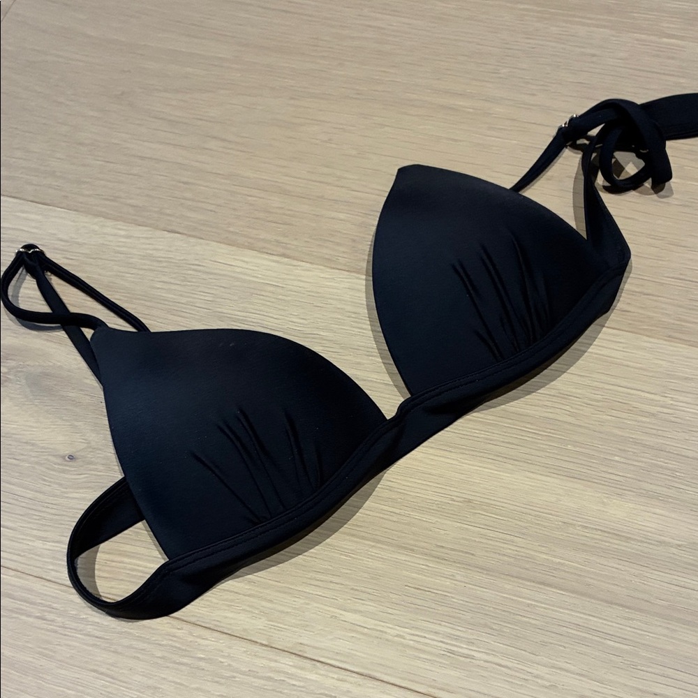 Black Women's Swim Top designed for small chest